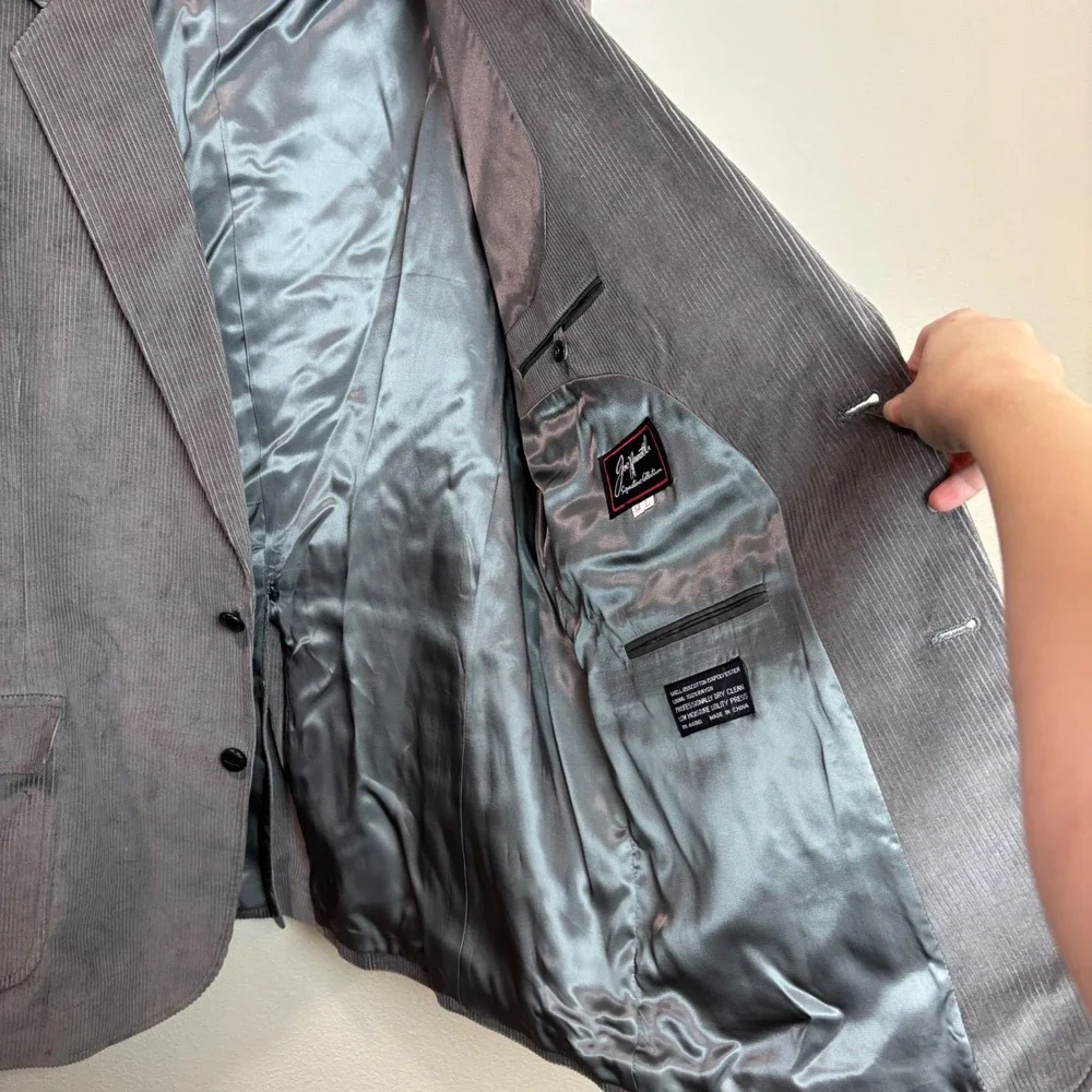 Joe Namath Blazer Mens 50L Grey Corduroy Sport Coat Blazer Academic Classic Chic